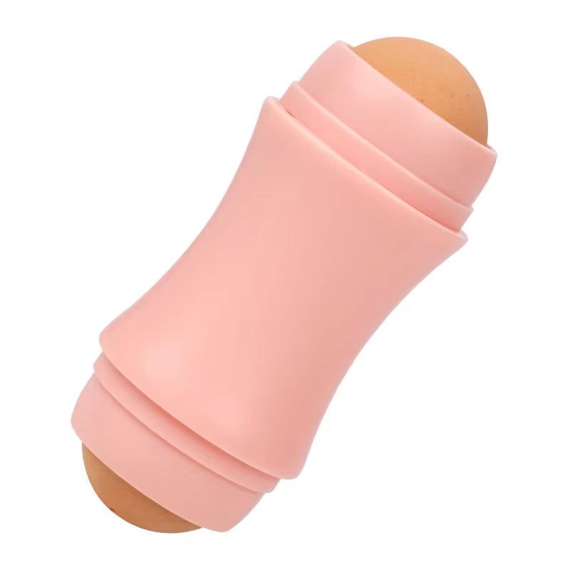 Miraveila Volcanic Oil-Absorbing Roller — dual stone ball face roller on white background