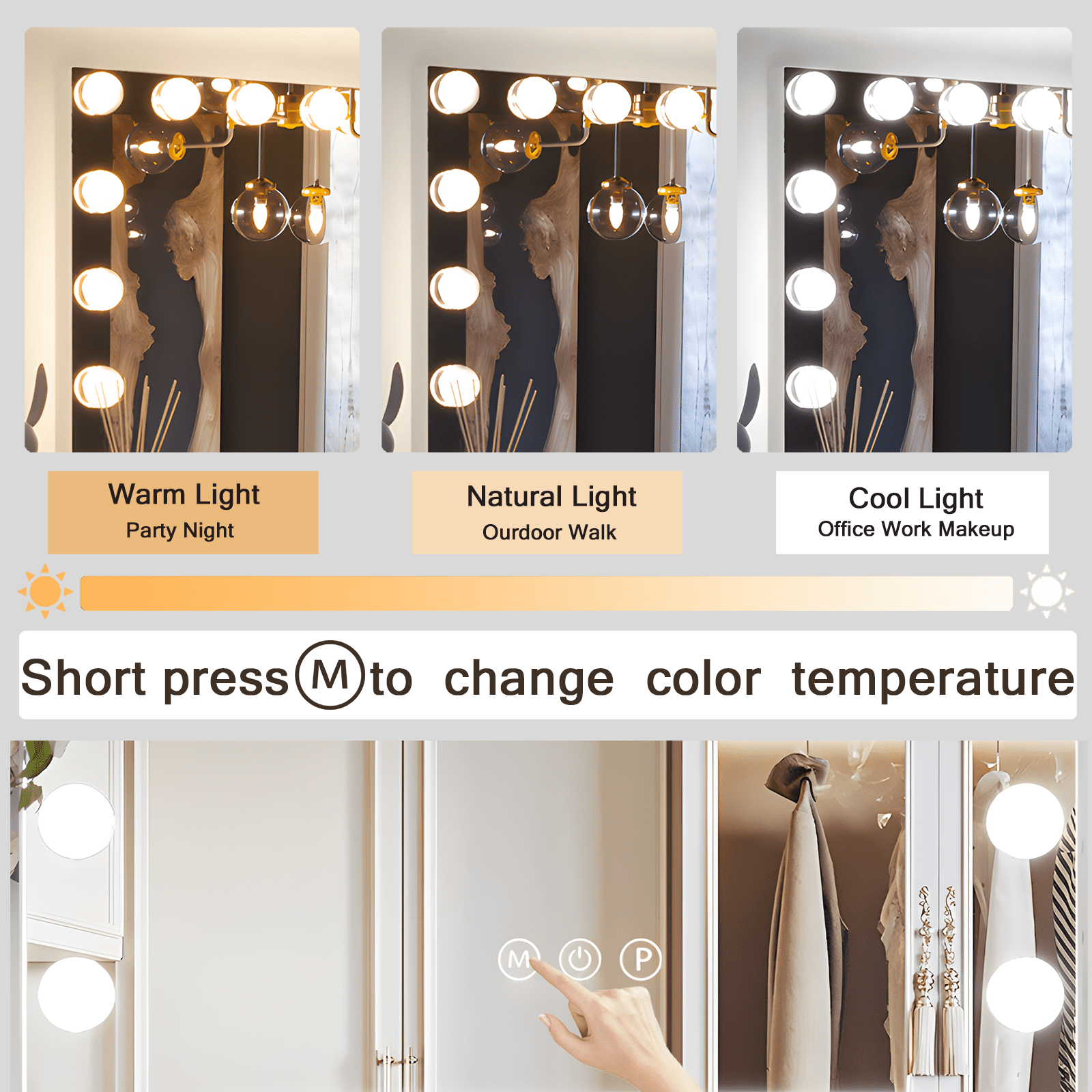 Miraveila Hollywood Mirror on desk — glamorous vanity station with full illumination