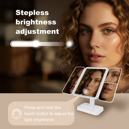 5X magnifying panel on Miraveila trifold mirror — precision detail view