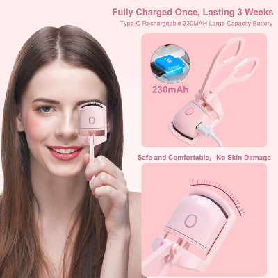 Electric Lash Curler with USB charging cable — rechargeable beauty tool contents