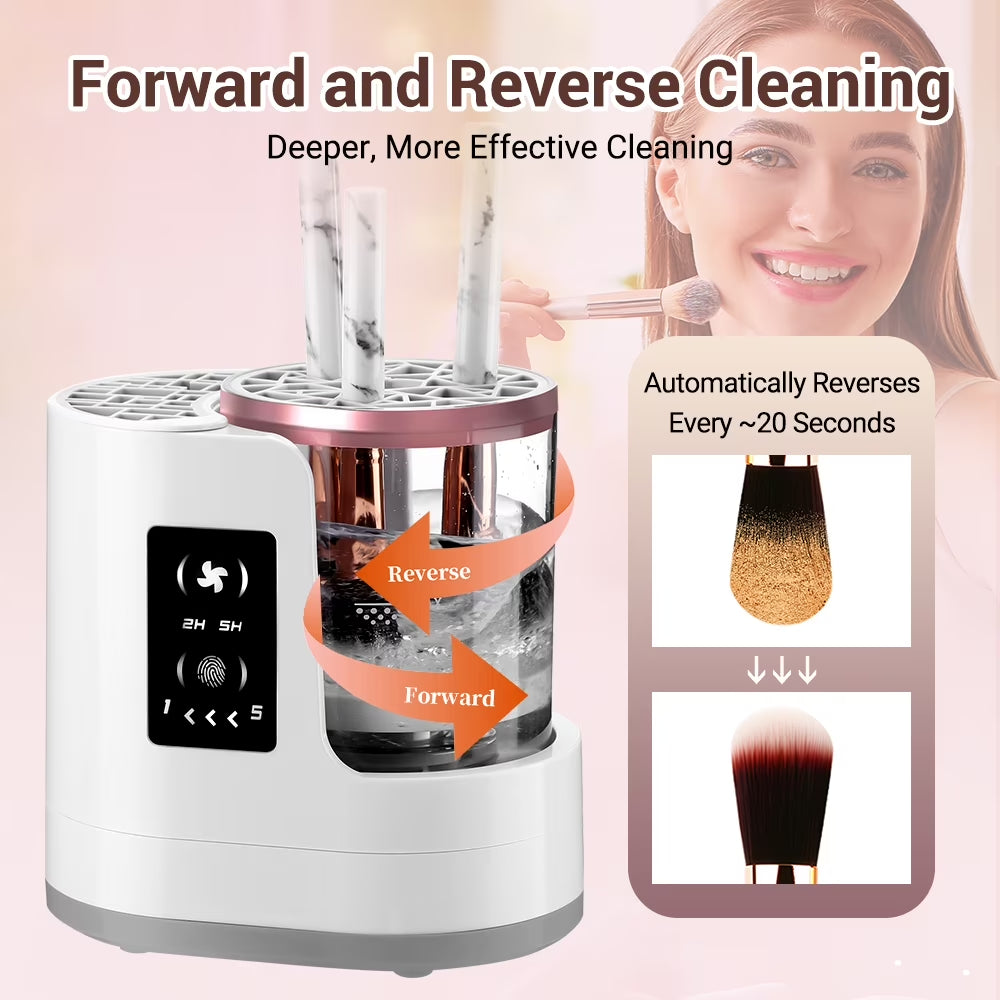 Brush cleaner with collar attachments in multiple sizes — full accessory set