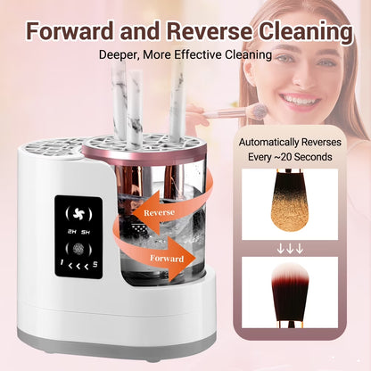 Brush cleaner with collar attachments in multiple sizes — full accessory set