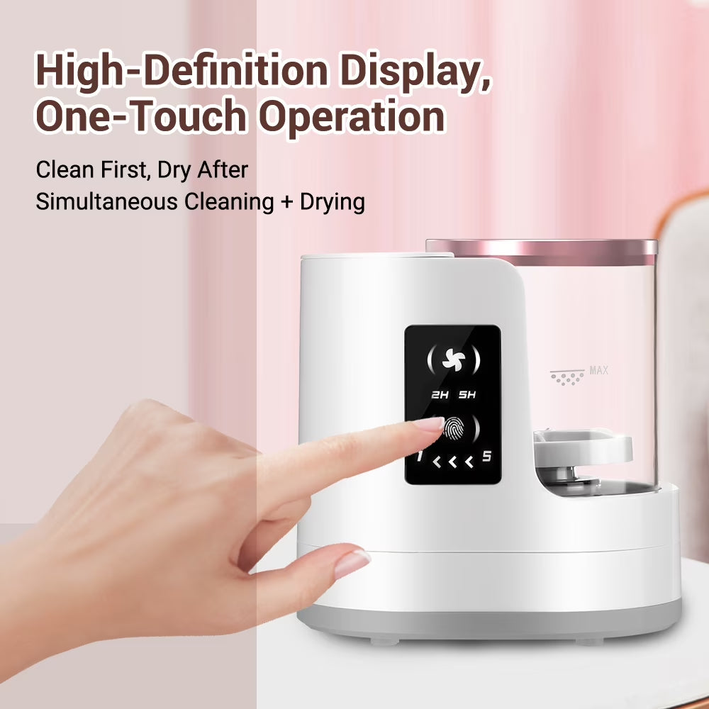 Electric Makeup Brush Cleaner Machine, Automatic Makeup Brush Cleaner with Makeup Brush Dryer-Holder-Portable Automatic USB Cosmetic Brushes Cleaner Tool for Contour, Eyeshadow, Blush Brush