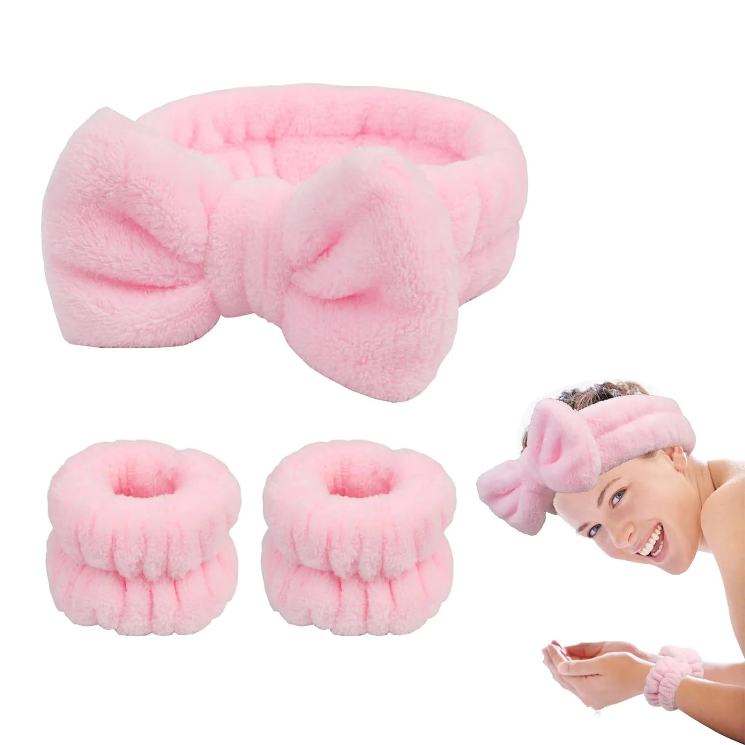 Face Wash Headband 3 Pack Head and Wrist Bands for Washing Face Spa Headband Soft Makeup Headband