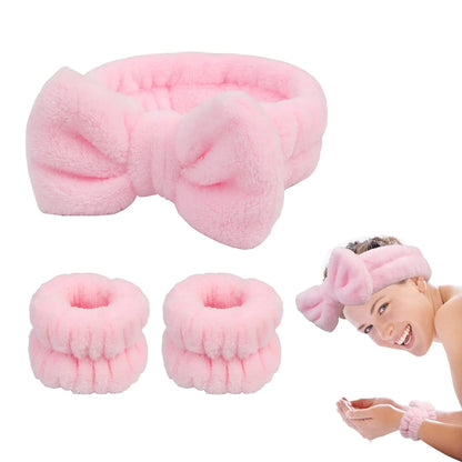 Face Wash Headband 3 Pack Head and Wrist Bands for Washing Face Spa Headband Soft Makeup Headband