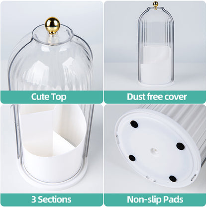 Rotating brush organizer from above — 3-slot compartment top view