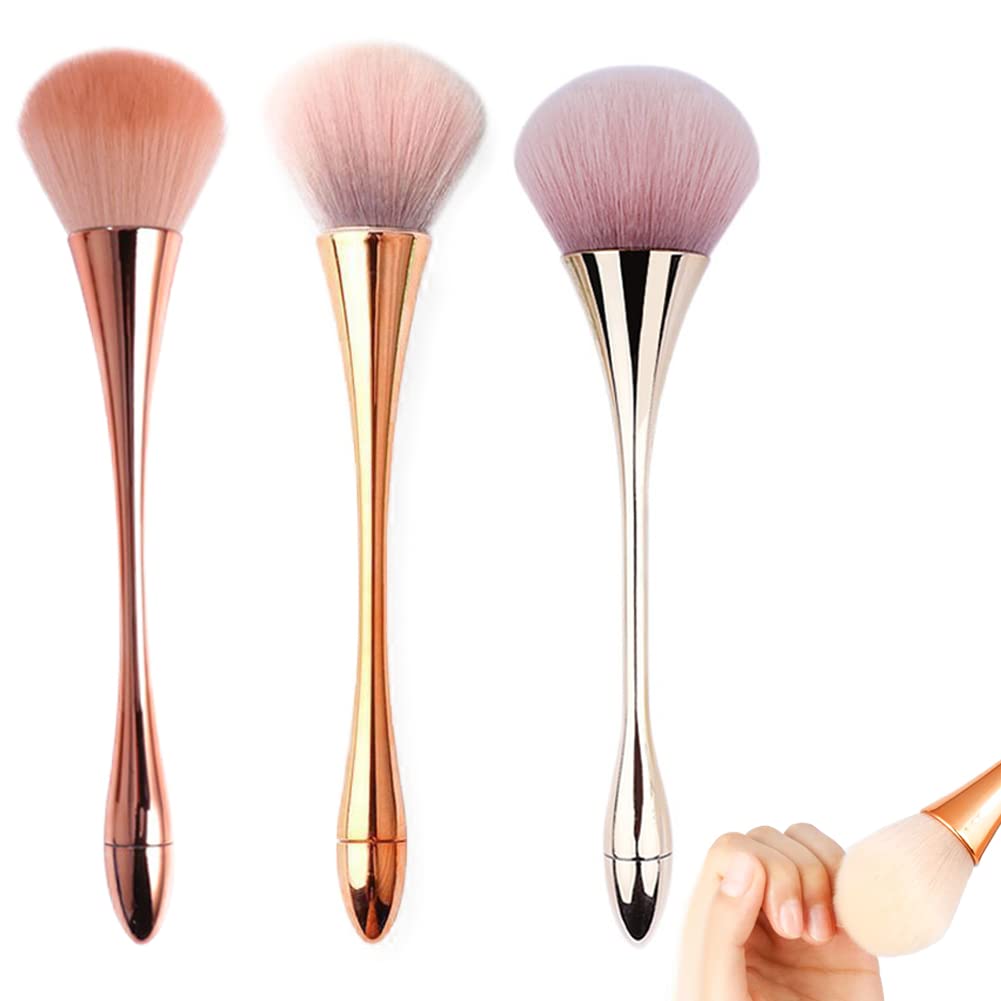Miraveila 3-Piece Fluffy Blush and Powder Brush Set — tricolor gradient bristles