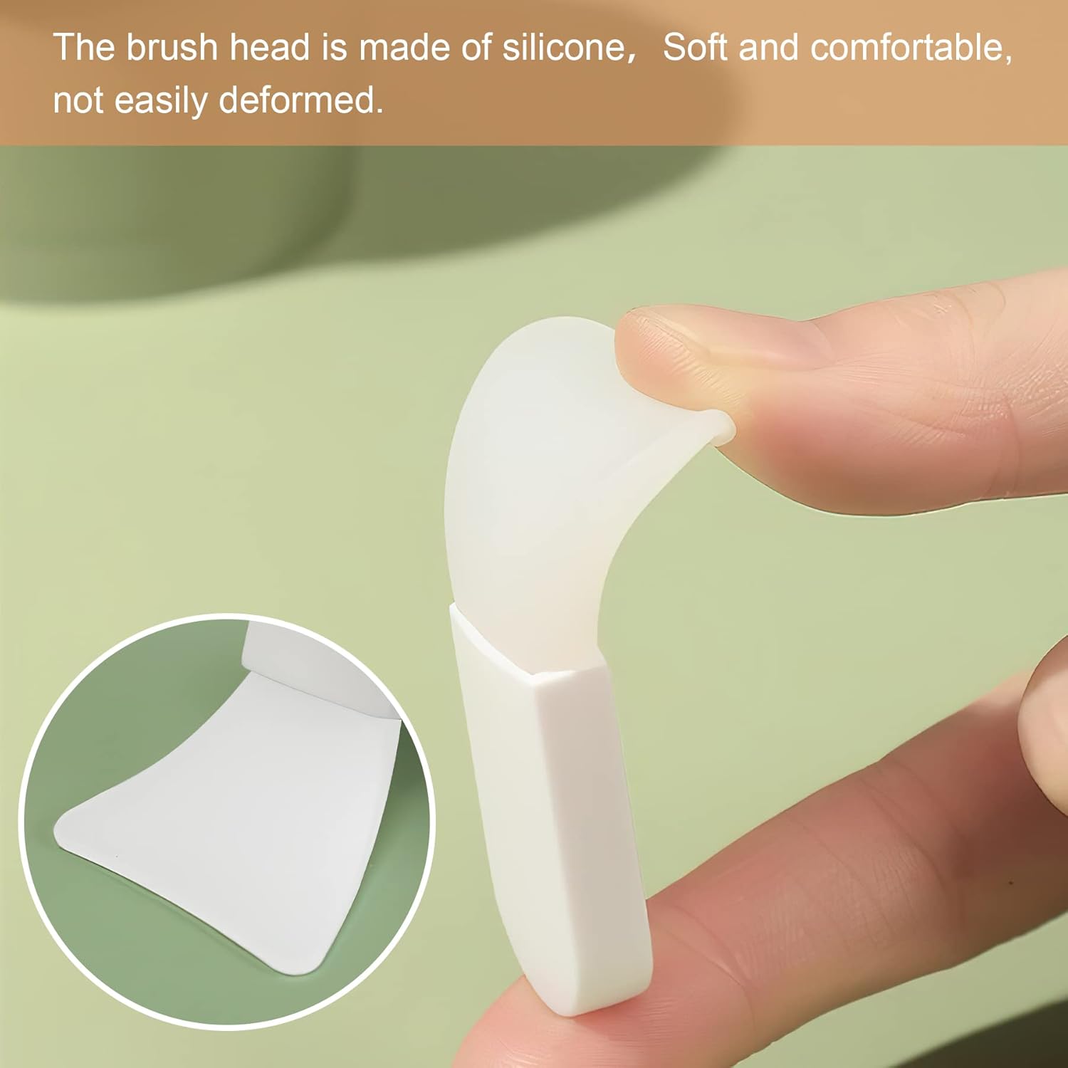 Silicone applicator bristles close-up — soft flexible tips for gentle mask spreading