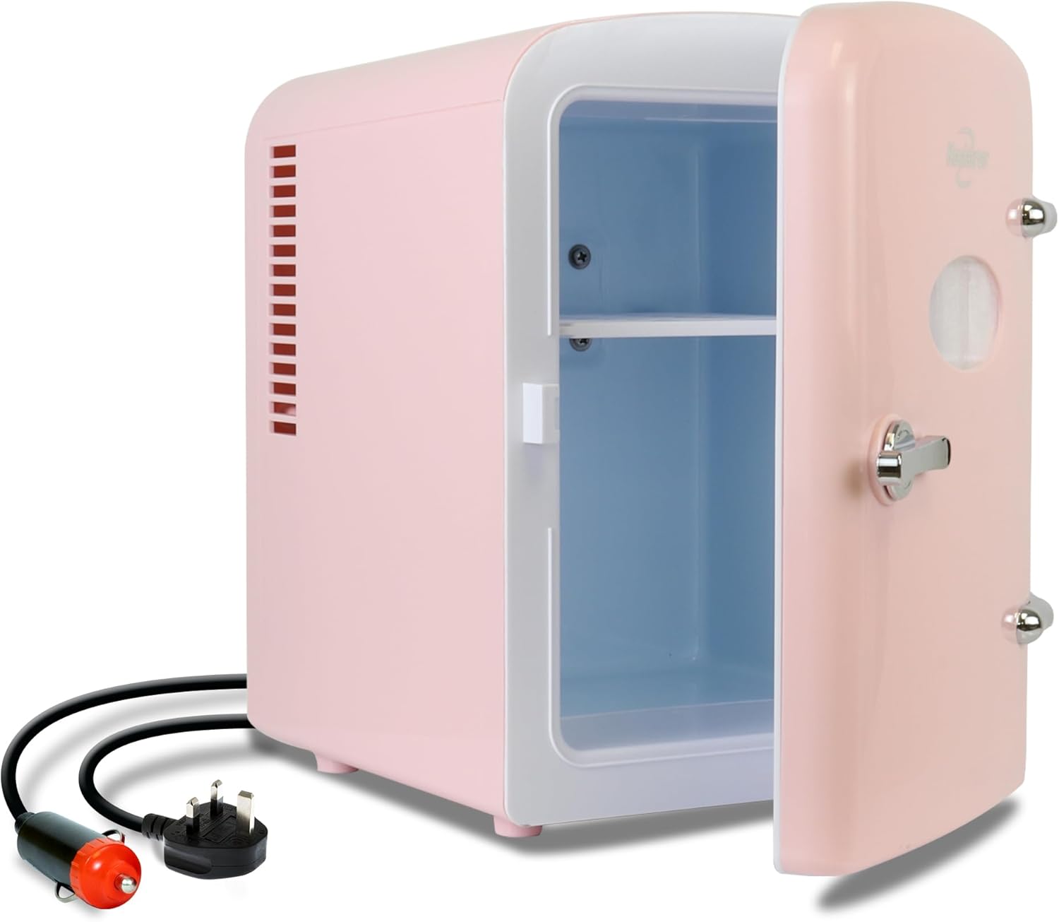 Mini Fridge - Refrigerator for Bedroom, Office, Portable Table Top Beverage Cooler, 12V 110V Refrigerador for Drinks, Soda, Wine, Use in Car, Dorm, Outdoor, Patio, 6 Can