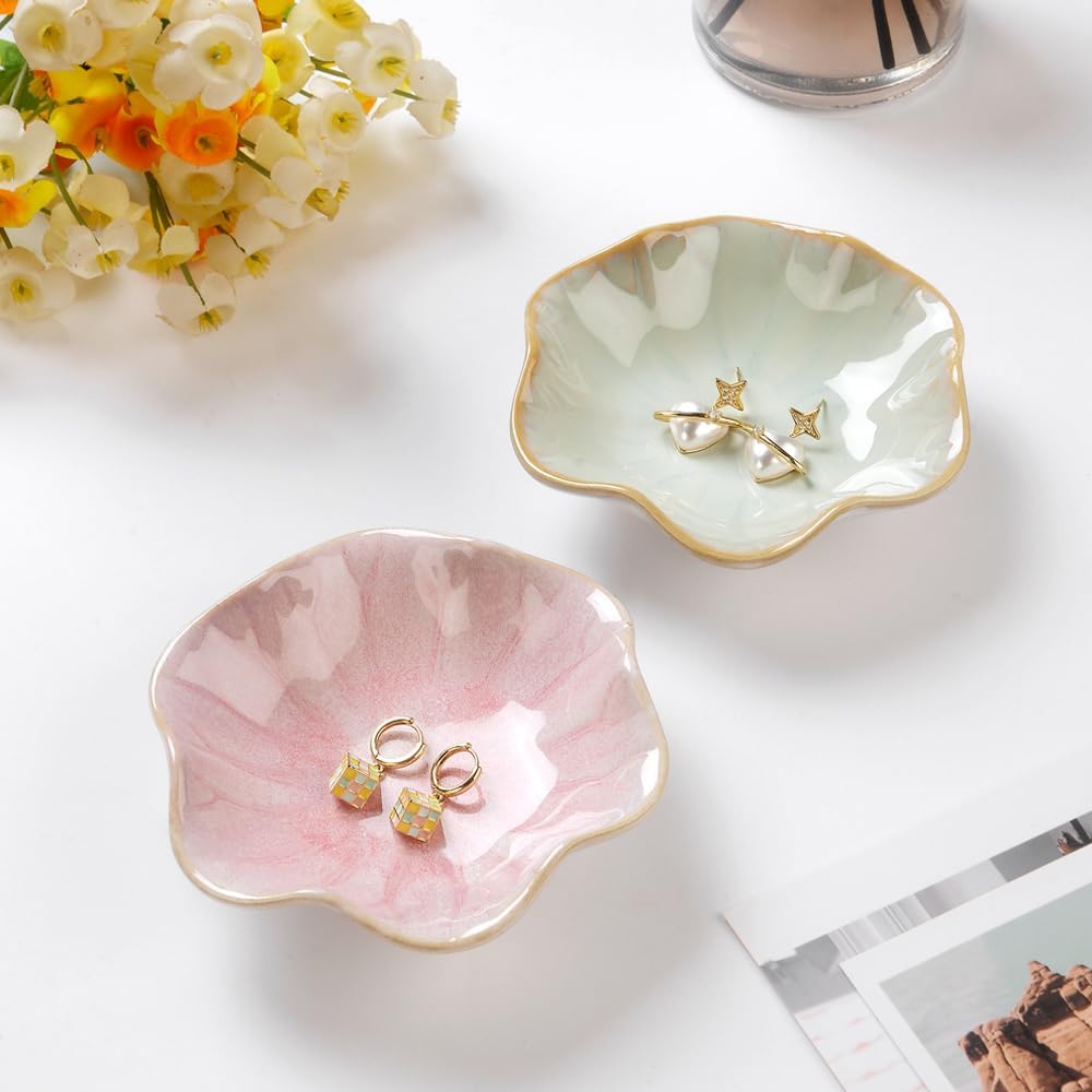 Ceramic ring tray from above — interior bowl view for jewelry and key storage