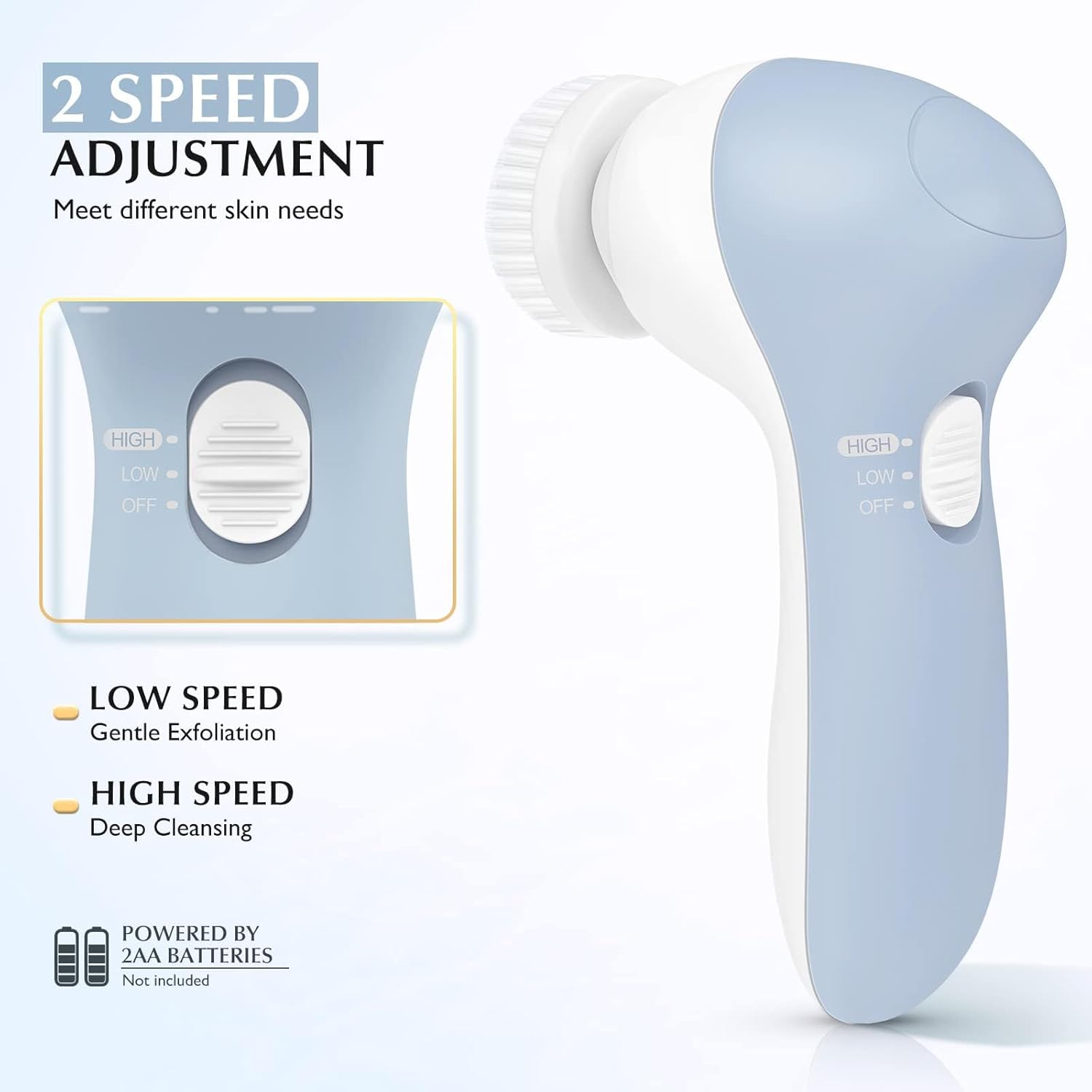 Facial Cleansing Brush Silicone Face Scrubber: 7 in 1 FBS-D Electric Exfoliating Rotating Massage Device Waterproof Deep Cleaning Exfoliation Spa Machine - Electronic Skin Care Wash System