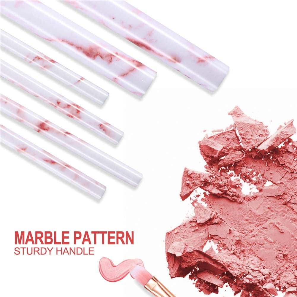 Foundation brush from pink marble set — dense flat kabuki bristles close-up
