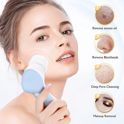 Cleansing brush attachment head close-up — silicone nubs for gentle deep cleansing