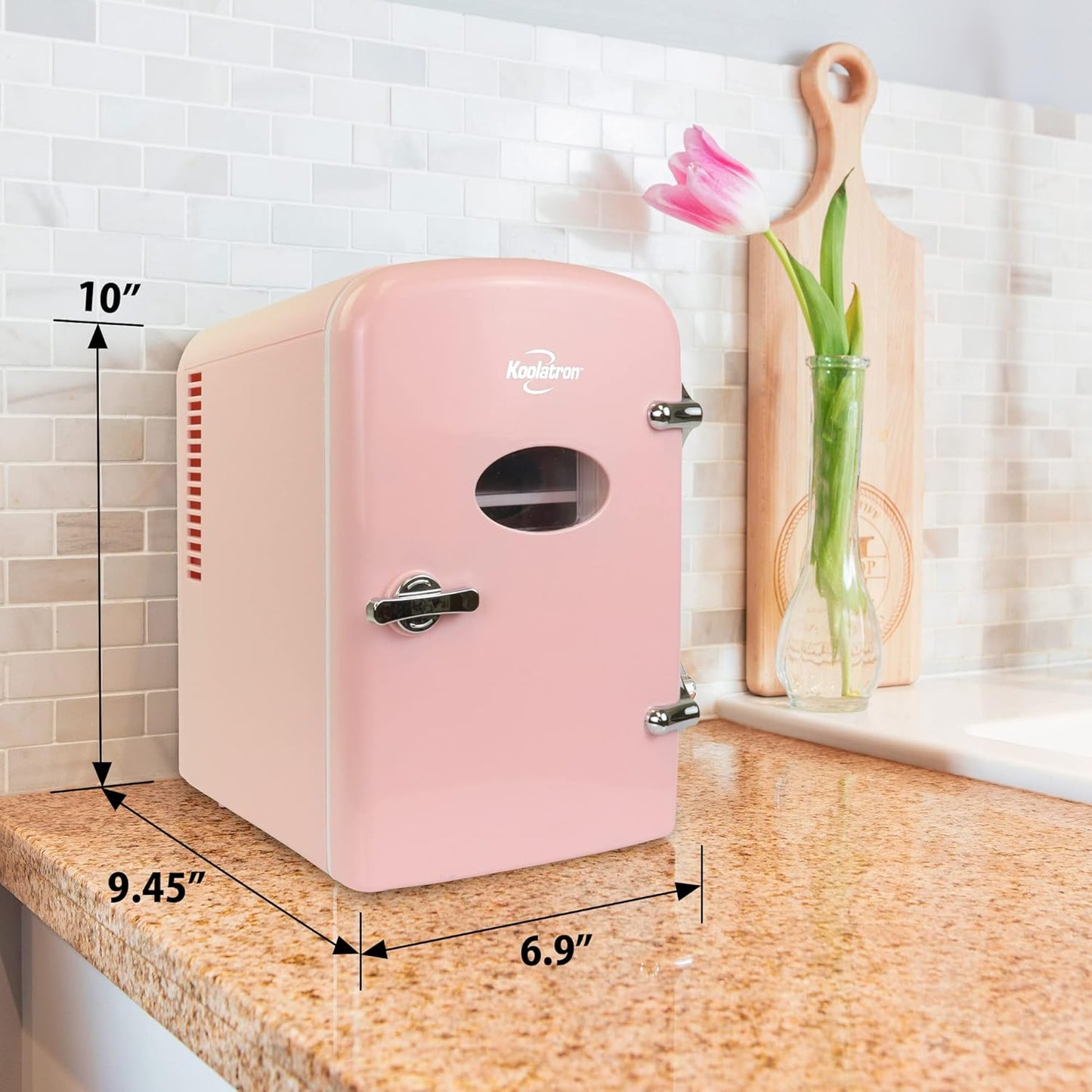 Mini Fridge - Refrigerator for Bedroom, Office, Portable Table Top Beverage Cooler, 12V 110V Refrigerador for Drinks, Soda, Wine, Use in Car, Dorm, Outdoor, Patio, 6 Can