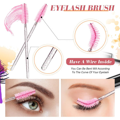 232 Pcs Lash Lift Kit, 50 Lash Lift Rods Silicone Eyelash Pads 2 Eyelash Separator Tool with Separation Comb 100 Micro Swabs 50 Crystal Mascara Brushes 30 Pairs Eye Pads (Pink)
