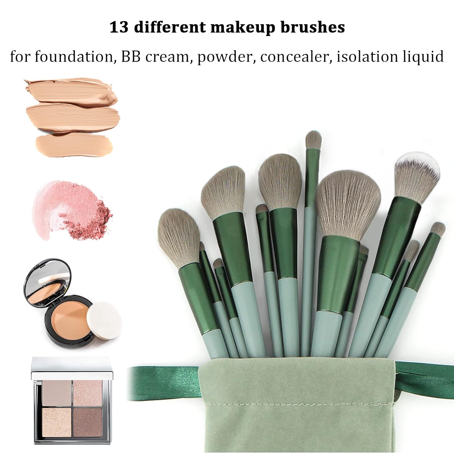 Eyeshadow and face brushes from kit close-up — blending and detail brushes shown