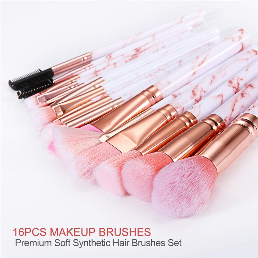 Pink marble brushes fanned out — all 16 professional brushes displayed together