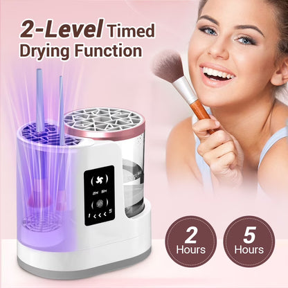 Miraveila Brush Cleaner full set — machine, collars, and accessories displayed