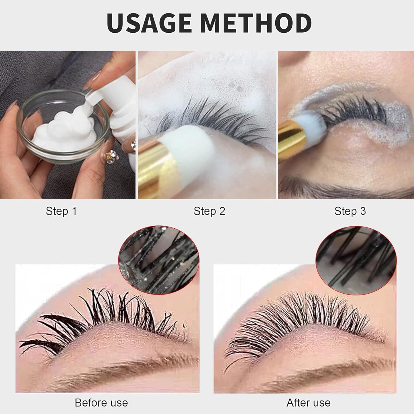 All 4 Miraveila cleansing brushes displayed — lash pore nose and facial brush set