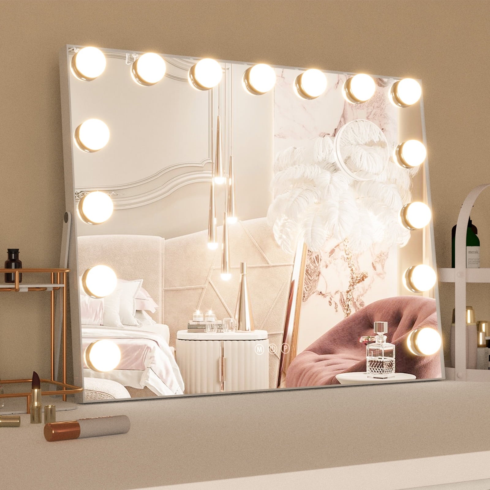 Miraveila Hollywood Vanity Mirror — 15 LED bulbs with 3 color lighting modes