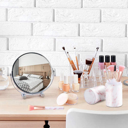 Makeup Brushes Sets 16PCS Pink Marble Make up Brushes Foundation Eyeshadow Concealer Eyebrow Blush Brush Set with Makeup Brush Holder and Silicone Mask Brush
