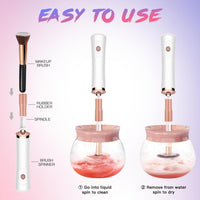 Brush spinning in cleaner with water — rapid pigment removal demonstration