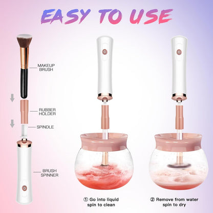 Brush spinning in cleaner with water — rapid pigment removal demonstration