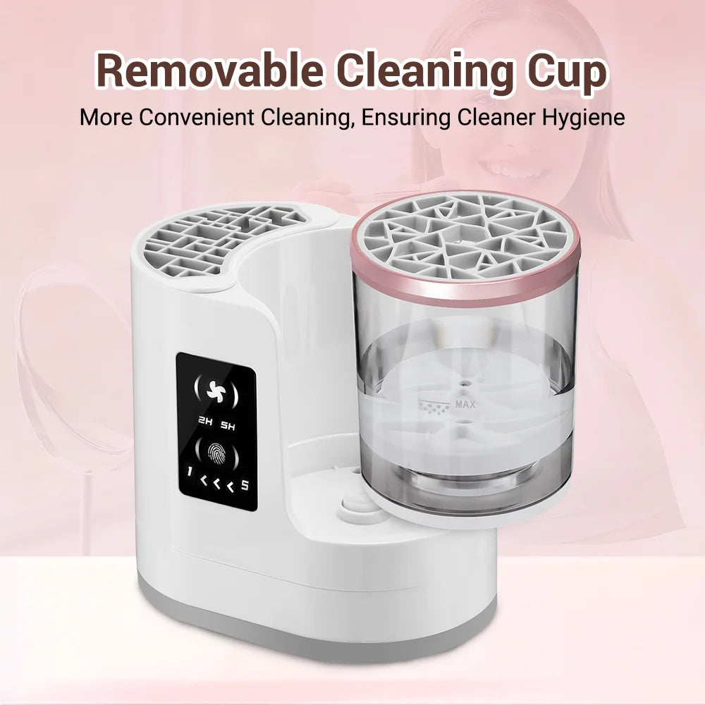 Electric Makeup Brush Cleaner Machine, Automatic Makeup Brush Cleaner with Makeup Brush Dryer-Holder-Portable Automatic USB Cosmetic Brushes Cleaner Tool for Contour, Eyeshadow, Blush Brush