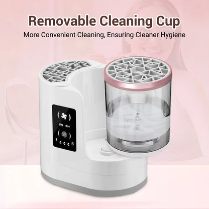 Electric Makeup Brush Cleaner Machine, Automatic Makeup Brush Cleaner with Makeup Brush Dryer-Holder-Portable Automatic USB Cosmetic Brushes Cleaner Tool for Contour, Eyeshadow, Blush Brush