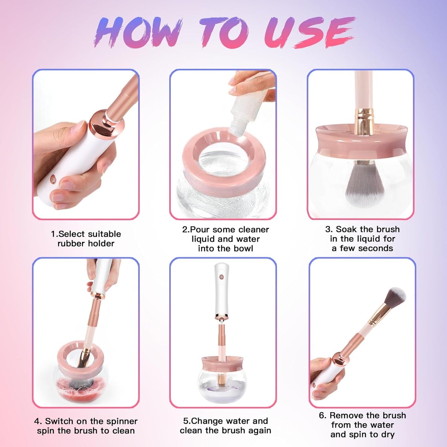 Makeup Brush Cleaner Machine - Super Fast Makeup Brush Cleaner and Dryer - Automatic Brush Cleaner Tool Suit for Most Makeup Brush Sizes