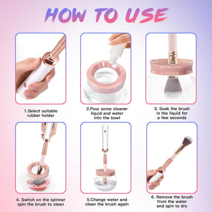 Makeup Brush Cleaner Machine - Super Fast Makeup Brush Cleaner and Dryer - Automatic Brush Cleaner Tool Suit for Most Makeup Brush Sizes