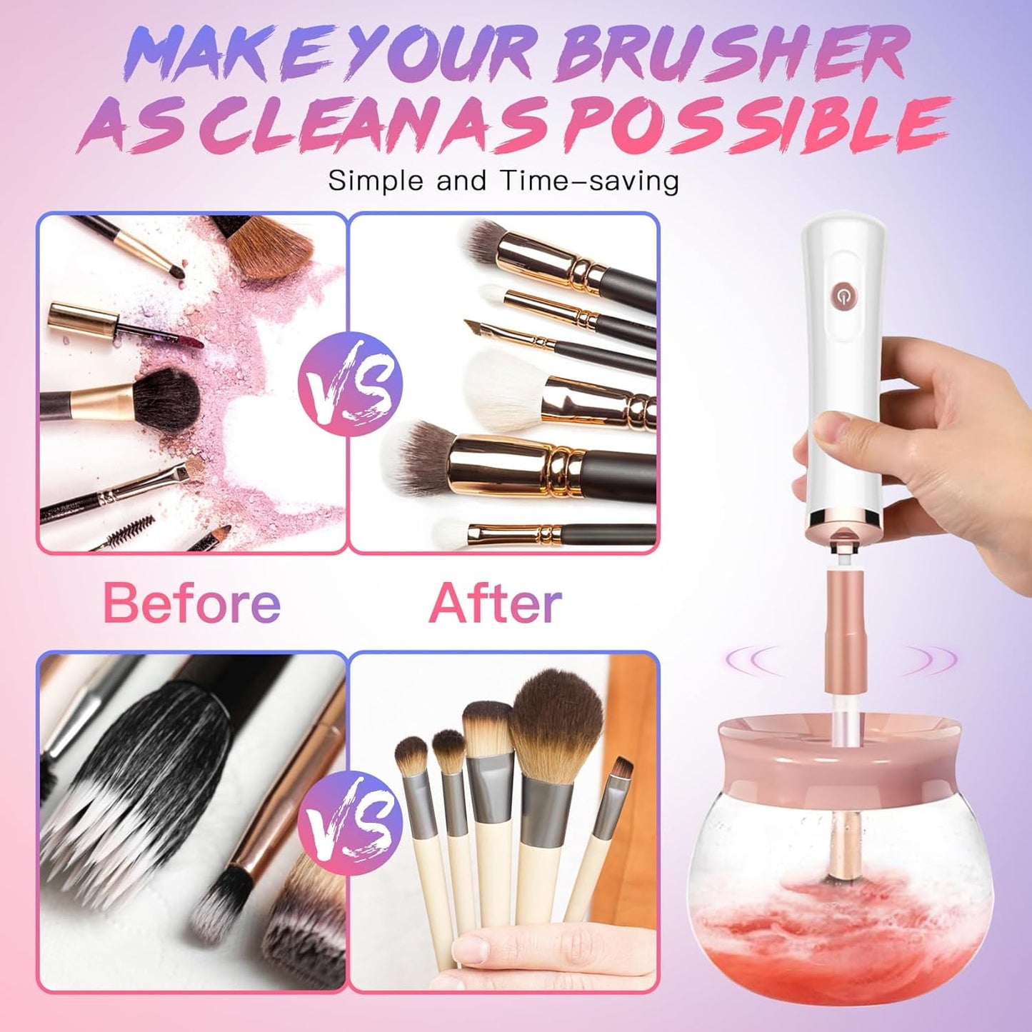 Brush cleaner collar attachment close-up — secure grip for various brush sizes