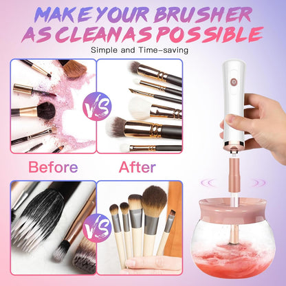 Brush cleaner collar attachment close-up — secure grip for various brush sizes