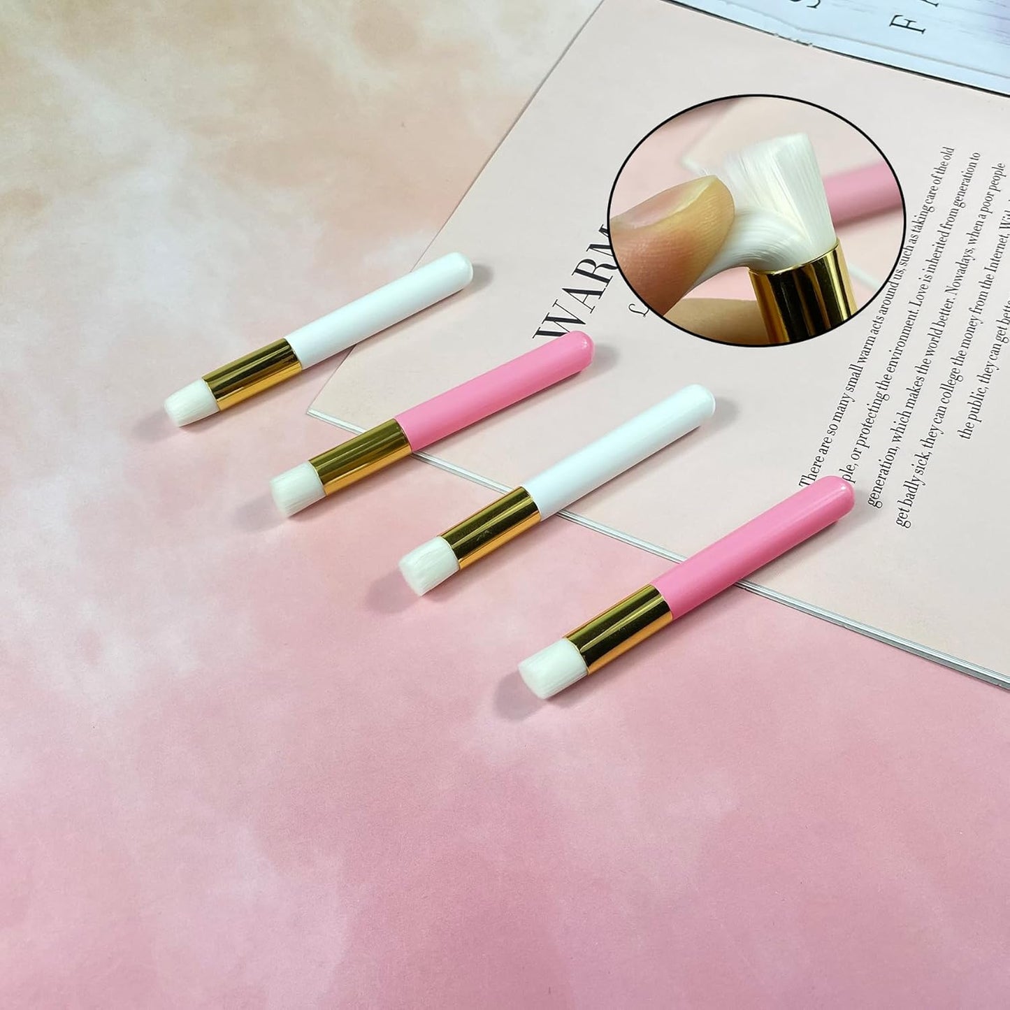 Lash cleansing brush used on lashes — gentle fan-tip brush for lash extension care