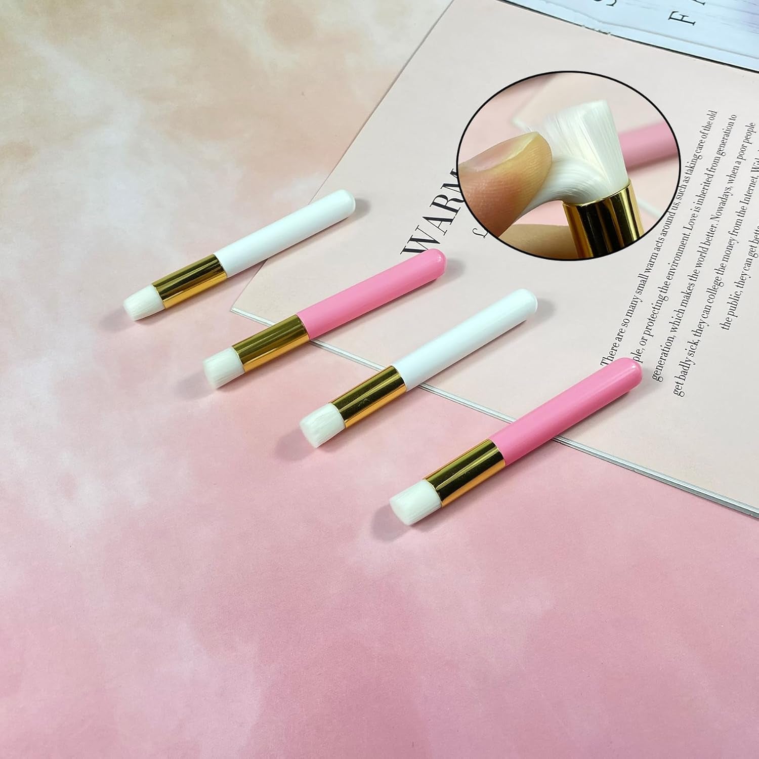 Lash cleansing brush used on lashes — gentle fan-tip brush for lash extension care
